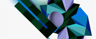 Moda 3d geometrik kompozisyon, iş veya teknoloji sunumu için tasarım şablonu, İnternet posteri veya web broşürü kapağı