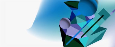 Moda 3d geometrik kompozisyon, iş veya teknoloji sunumu için tasarım şablonu, İnternet posteri veya web broşürü kapağı