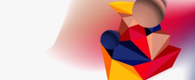 Moda 3d geometrik kompozisyon, iş veya teknoloji sunumu için tasarım şablonu, İnternet posteri veya web broşürü kapağı