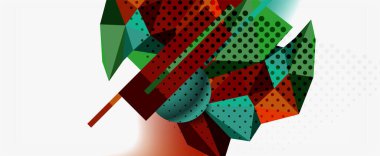 Moda 3d geometrik kompozisyon, iş veya teknoloji sunumu için tasarım şablonu, İnternet posteri veya web broşürü kapağı