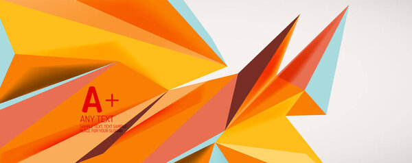 Vector triangle geometric backgrounds. Low poly 3d shape on light backdrop. Vector illustration for covers, banners, flyers and posters and other designs