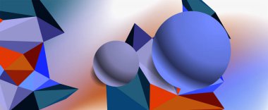 Moda 3d geometrik kompozisyon, iş veya teknoloji sunumu için tasarım şablonu, İnternet posteri veya web broşürü kapağı