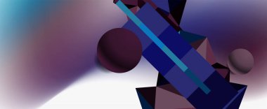 Moda 3d geometrik kompozisyon, iş veya teknoloji sunumu için tasarım şablonu, İnternet posteri veya web broşürü kapağı