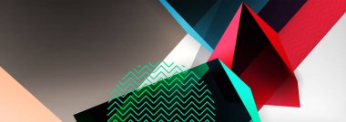 Düşük polyester 3 boyutlu geometrik şekiller, minimum soyut arkaplan. Kapaklar, afişler, el ilanları ve posterler için vektör illüstrasyonları