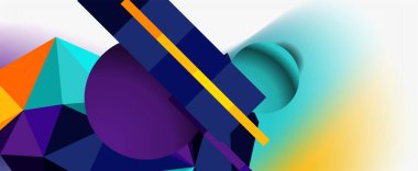 Moda 3d geometrik kompozisyon, iş veya teknoloji sunumu için tasarım şablonu, İnternet posteri veya web broşürü kapağı