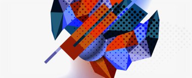 Moda 3d geometrik kompozisyon, iş veya teknoloji sunumu için tasarım şablonu, İnternet posteri veya web broşürü kapağı