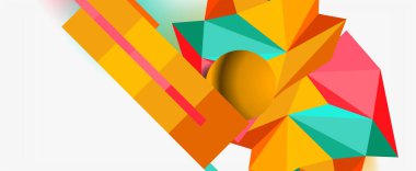 Moda 3d geometrik kompozisyon, iş veya teknoloji sunumu için tasarım şablonu, İnternet posteri veya web broşürü kapağı