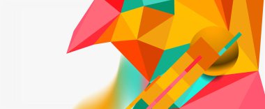 Moda 3d geometrik kompozisyon, iş veya teknoloji sunumu için tasarım şablonu, İnternet posteri veya web broşürü kapağı