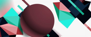 Moda 3d geometrik kompozisyon, iş veya teknoloji sunumu için tasarım şablonu, İnternet posteri veya web broşürü kapağı