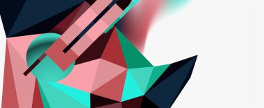 Moda 3d geometrik kompozisyon, iş veya teknoloji sunumu için tasarım şablonu, İnternet posteri veya web broşürü kapağı