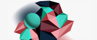 Moda 3d geometrik kompozisyon, iş veya teknoloji sunumu için tasarım şablonu, İnternet posteri veya web broşürü kapağı