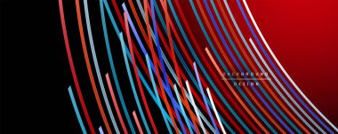 Soyut renkli çizgiler vektör arkaplanı. İnternet, büyük veri ve teknoloji bağlantıları kavramı, soyut şablon