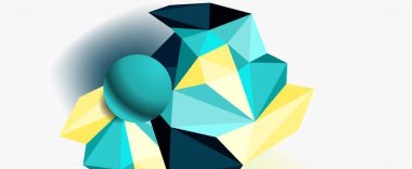 Moda 3d geometrik kompozisyon, iş veya teknoloji sunumu için tasarım şablonu, İnternet posteri veya web broşürü kapağı