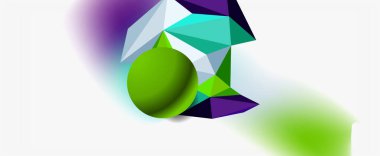 Moda 3d geometrik kompozisyon, iş veya teknoloji sunumu için tasarım şablonu, İnternet posteri veya web broşürü kapağı