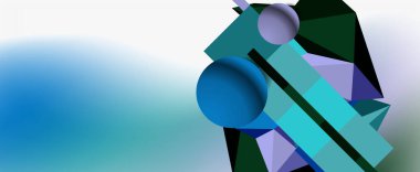 Moda 3d geometrik kompozisyon, iş veya teknoloji sunumu için tasarım şablonu, İnternet posteri veya web broşürü kapağı