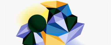 Moda 3d geometrik kompozisyon, iş veya teknoloji sunumu için tasarım şablonu, İnternet posteri veya web broşürü kapağı