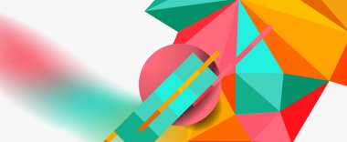 Moda 3d geometrik kompozisyon, iş veya teknoloji sunumu için tasarım şablonu, İnternet posteri veya web broşürü kapağı