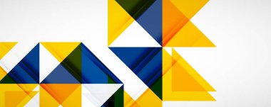 Geometrik soyut arkaplan. Tekno renk üçgen şekilleri. Kapaklar, afişler, el ilanları ve posterler ve diğer tasarımlar için vektör illüstrasyonu