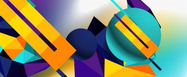 Moda 3d geometrik kompozisyon, iş veya teknoloji sunumu için tasarım şablonu, İnternet posteri veya web broşürü kapağı