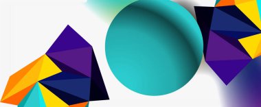 Moda 3d geometrik kompozisyon, iş veya teknoloji sunumu için tasarım şablonu, İnternet posteri veya web broşürü kapağı