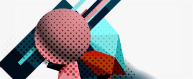 Moda 3d geometrik kompozisyon, iş veya teknoloji sunumu için tasarım şablonu, İnternet posteri veya web broşürü kapağı