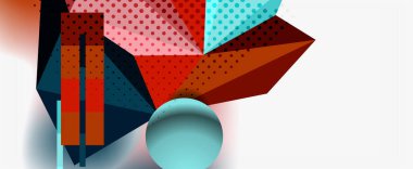 Moda 3d geometrik kompozisyon, iş veya teknoloji sunumu için tasarım şablonu, İnternet posteri veya web broşürü kapağı