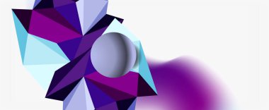 Moda 3d geometrik kompozisyon, iş veya teknoloji sunumu için tasarım şablonu, İnternet posteri veya web broşürü kapağı