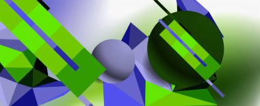 Moda 3d geometrik kompozisyon, iş veya teknoloji sunumu için tasarım şablonu, İnternet posteri veya web broşürü kapağı