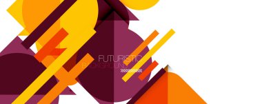 Basit daireler ve soyut arka plan üçgenleri. Kapaklar, afişler, el ilanları ve posterler ve diğer tasarımlar için vektör illüstrasyonu