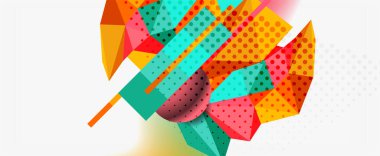 Moda 3d geometrik kompozisyon, iş veya teknoloji sunumu için tasarım şablonu, İnternet posteri veya web broşürü kapağı