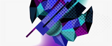 Moda 3d geometrik kompozisyon, iş veya teknoloji sunumu için tasarım şablonu, İnternet posteri veya web broşürü kapağı