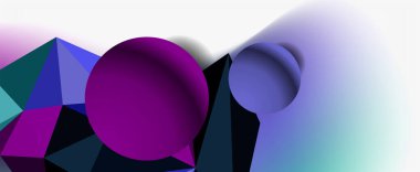 Moda 3d geometrik kompozisyon, iş veya teknoloji sunumu için tasarım şablonu, İnternet posteri veya web broşürü kapağı