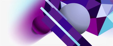 Moda 3d geometrik kompozisyon, iş veya teknoloji sunumu için tasarım şablonu, İnternet posteri veya web broşürü kapağı