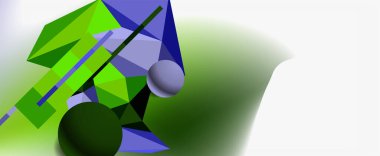 Moda 3d geometrik kompozisyon, iş veya teknoloji sunumu için tasarım şablonu, İnternet posteri veya web broşürü kapağı