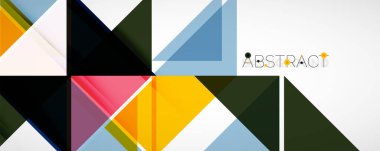 Geometrik soyut arkaplan. Tekno renk üçgen şekilleri. Kapaklar, afişler, el ilanları ve posterler ve diğer tasarımlar için vektör illüstrasyonu