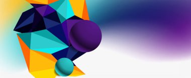 Moda 3d geometrik kompozisyon, iş veya teknoloji sunumu için tasarım şablonu, İnternet posteri veya web broşürü kapağı