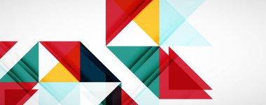 Geometrik soyut arkaplan. Tekno renk üçgen şekilleri. Kapaklar, afişler, el ilanları ve posterler ve diğer tasarımlar için vektör illüstrasyonu