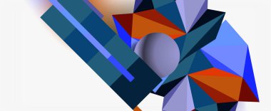 Moda 3d geometrik kompozisyon, iş veya teknoloji sunumu için tasarım şablonu, İnternet posteri veya web broşürü kapağı