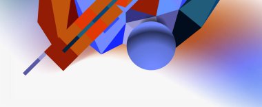 Moda 3d geometrik kompozisyon, iş veya teknoloji sunumu için tasarım şablonu, İnternet posteri veya web broşürü kapağı