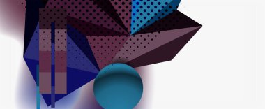 Moda 3d geometrik kompozisyon, iş veya teknoloji sunumu için tasarım şablonu, İnternet posteri veya web broşürü kapağı