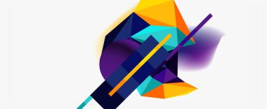 Moda 3d geometrik kompozisyon, iş veya teknoloji sunumu için tasarım şablonu, İnternet posteri veya web broşürü kapağı