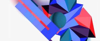 Moda 3d geometrik kompozisyon, iş veya teknoloji sunumu için tasarım şablonu, İnternet posteri veya web broşürü kapağı