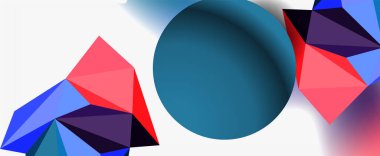 Moda 3d geometrik kompozisyon, iş veya teknoloji sunumu için tasarım şablonu, İnternet posteri veya web broşürü kapağı