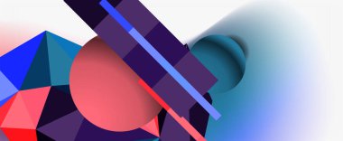 Moda 3d geometrik kompozisyon, iş veya teknoloji sunumu için tasarım şablonu, İnternet posteri veya web broşürü kapağı