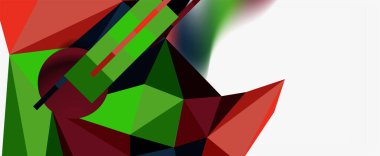 Moda 3d geometrik kompozisyon, iş veya teknoloji sunumu için tasarım şablonu, İnternet posteri veya web broşürü kapağı