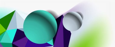 Moda 3d geometrik kompozisyon, iş veya teknoloji sunumu için tasarım şablonu, İnternet posteri veya web broşürü kapağı