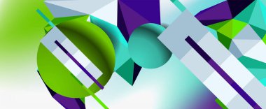 Moda 3d geometrik kompozisyon, iş veya teknoloji sunumu için tasarım şablonu, İnternet posteri veya web broşürü kapağı