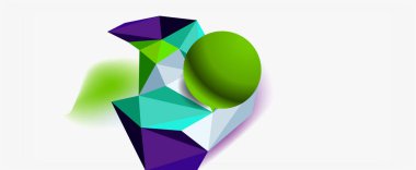 Moda 3d geometrik kompozisyon, iş veya teknoloji sunumu için tasarım şablonu, İnternet posteri veya web broşürü kapağı