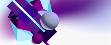 Moda 3d geometrik kompozisyon, iş veya teknoloji sunumu için tasarım şablonu, İnternet posteri veya web broşürü kapağı