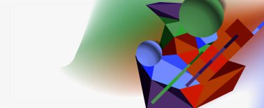 Moda 3d geometrik kompozisyon, iş veya teknoloji sunumu için tasarım şablonu, İnternet posteri veya web broşürü kapağı